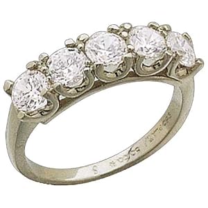 Platinum Five Stone Diamond Anniversary Band