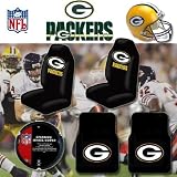 NFL Green Bay Packers Car Seat Covers, Floor Mats and Steering Wheel Cover Set with Bonus CD Wallet