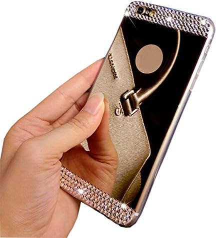 iPhone Case,Hismo Bling Diamond Case Cover for iPhone 5/5S 6/6S 6 Plus/6S Plus with Rhinestone and Mirror as Decoration,Fashion Creative Design Rubber Case (iPhone 6 Plus/6S Plus Gold)