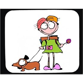Mouse Pad with backpack, dog, leash, flower, collar