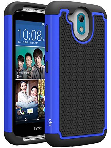 HTC Desire 526 Case, LK [Shock Absorption] Drop Protection Hybrid Dual Layer Armor Defender Protective Case Cover for HTC Desire 526 (Blue)
