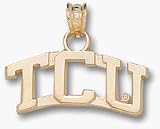 Texas Christian Horned Frogs Curved TCU 1/4 Charm - 14KT Gold Jewelry