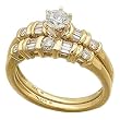 14K Yellow Gold Diamond Wedding Ring Set (Center stone is not included)