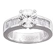 Personalized Sterling Silver Round CZ Engraved Engagement Ring