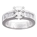 Personalized Sterling Silver Round CZ Engraved Engagement Ring