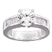 Personalized Sterling Silver Round CZ Engraved Engagement Ring