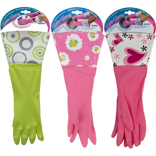 Evriholder Glam Gloves, fluorescent green, pink and pink with red hearts