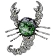 Silver Tone Green Scorpion Animal Pin Brooch