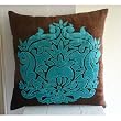 Applique Damask -Throw Pillow Covers - Velvet Pillow Cover with Velvet Applique and Embroidery