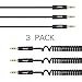 VOJO (3 Pack) 6ft Auxiliary 3.5mm Audio Cable Male to Male Aux Cord for iPhone 4 5 Long Coliled Stereo Input Line [Black] with Gold Plated Jack to MP3 Xbox Headphone Speakers, Tangle-Free