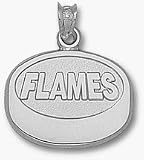 Calgary Flames 'Flames Puck' Pendant - Sterling Silver Jewelry