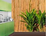 Photo Wall Mural no.41 WALL OF BAMBOO 400x280cm Bamboo wall, leaves, Asia, nature, background, brown, banana leaves, low-priced