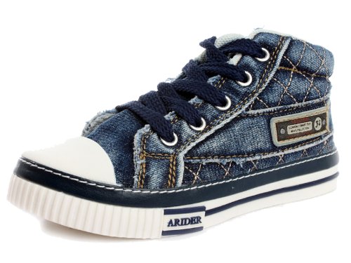 Arider W8001 Women Stone-Washed Denim Fashion Sneakers - Navy
