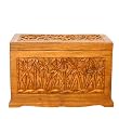 EXP Handmade Asian Furniture - 23" Tropical Palm Tree Design Wood Storage Chest / Coffee Table