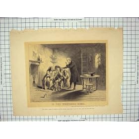 FAMILLE � LA MAISON MIS�RABLE ANTIQUE de PASTEUR de l'IMPRESSION c1790-c1900