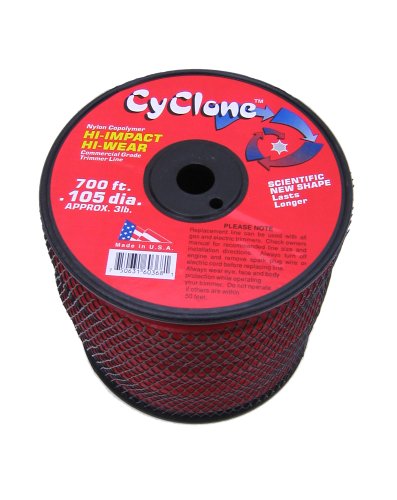 Cyclone .105-Inch 3-Pound Spool Commercial Grade 6-Blade Grass Trimmer Line, Red CY105S3-2 Cyclone .105-Inch 3-Pound Spool Commercial Grade 6-Blade Grass Trimmer Line, Red CY105S3-2