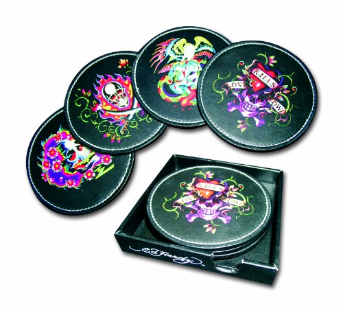 Ed Hardy 10293300 Untersetzer(rund) verschiedene Motive, Skull Round Cousters Preisvergleich