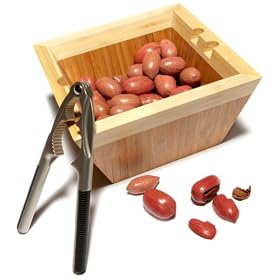 Pinzon Two-Tone Bamboo Bowl with Nut Cracker by Pinzon