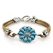 Leather and Turquoise Stones Bracelet with Toggle Clasp