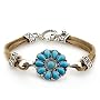 Leather and Turquoise Stones Bracelet with Toggle Clasp