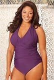 Beach Belle® Plus Size African Violet Halter Maillot - Plus Size Swimsuit Plus Size Swimsuits