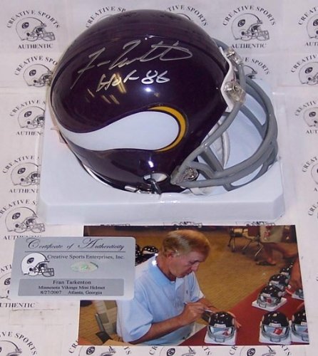 Fran Tarkenton Autographed/Hand Signed Minnesota Vikings Mini Helmet with HOF 86 Inscription