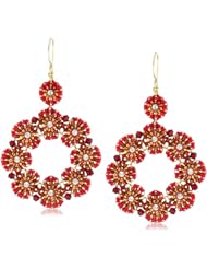 Miguel Ases Rubellite Bead and 14k Gold Filled Station Round Earrings