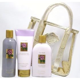 Victoria's Secret Garden LOVE SPELL Body Lotion/ Hand Body Cream/ Luxurious Shower Gel and Tote Bag - 4 Pcs Gift Set