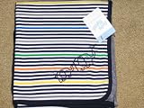 Baby Bgosh Receiving Blanket for boy blue Stripe w/Embroidered Elephant