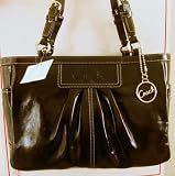 51WX3wYdEXL. SL160  Coach East West Gallery Black Patent Leather Pleated Tote Bag   13761