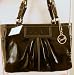 Coach East West Gallery Black Patent Leather Pleated Tote Bag - 13761