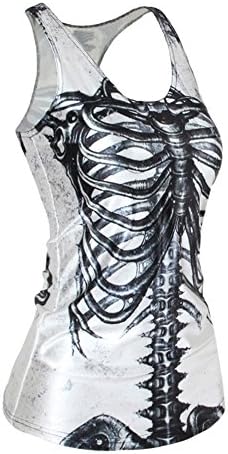 Skeleton Printed Womens Casual Sleeveless Tee Shirt Tank Top