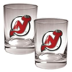 New Jersey Devils 2pc Rocks Glass Set - Primary Logo NHL Hockey