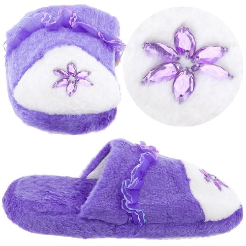 Purple and White Slippers for Women