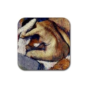 Woman Drying Hair By Edgar Degas Square Coasters - Set of 4
