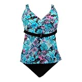 Tankini Blue Top & Black Scoop Bottom
