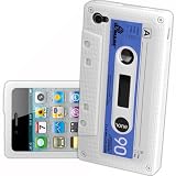 Shop4 Retro White Silicone Cassette Tape Style Case - Cover - Skin for Apple iPhone 4 / 4S