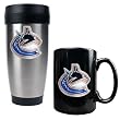 Vancouver Canucks NHL Stainless Steel Travel Tumbler & Black Ceramic Mug Set - Primary Logo by Great American Products