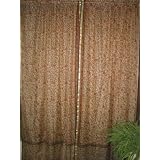 2 RED RUST Floral Printed Silk Sari Window Panels Drapes Curtains 84 Inches