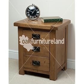 Rustic Solid Oak 3 Drawer Bedside Cabinet