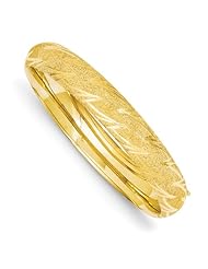 14k Gold 7/16 Oversize Lazer Cut Hinged Bangle Bracelet