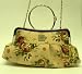 Elegant Lady Cosmetic Purse-Heavy Duty Canvas w/Flowers Printing Convenient Handle & Silver Shoulder Chain.3.5