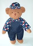 LINDON SNOUTED JOINTED BEAR in DUNGAREE OUTFIT