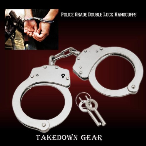 P-15902. Police Editon Stainless Steel Professional Grade Handcuffs stick self defence defense security steel weapon PanthTD On Sale