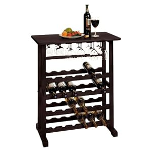 Vinny Wine Rack with Glass Hanger - Dark Espresso by Winsome