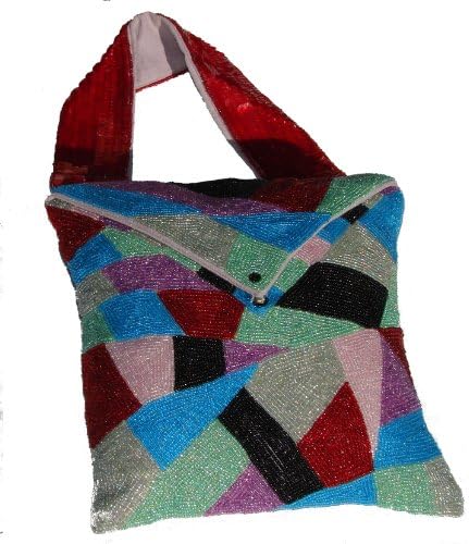 Davenport Home Furnishings Beaded Handbag Pillow, 10 by 10-Inch