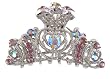 Hair Clip - H56 - Tiara Style - Silver Tone ~ Lt Amethyst (Pinkish Purple) and Iridescent Swarovski TM Crystals