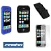 Electronics : Durable Flexible Soft Black + Blue Silicone Skin Case + Premium Reusable LCD Screen Protector + Armband for Apple Iphone 1st Gen (NOT for iPhone 3G) Smartphone 1st Generation