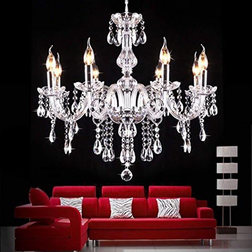 DEALKOO Modern Crystal Chandelier Lighting 27.3" x 39.0" 8 Lights Fixture Pendant Ceiling Lamp