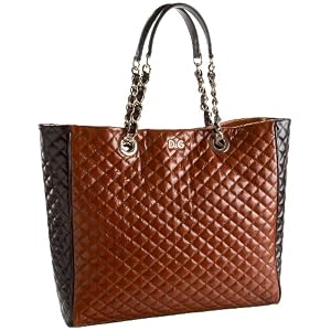 Lily Glam Quilted Calfskin Leather Tote With Chain Straps & D&G Logo